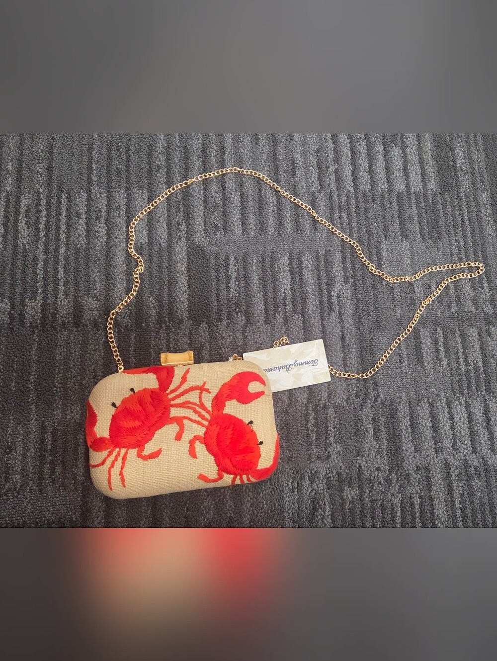 Tommy Bahama Tik Tok Famous Viral Woven Crab Clutch Crossbody w/ Gold Chain NWT - Picture 2 of 8